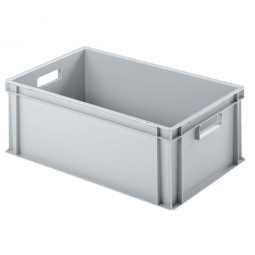 Euro-Geschirrkasten mit 2 Durchfassgriffen, PP, LxBxH 600x400x220 mm, 45 Liter, grau