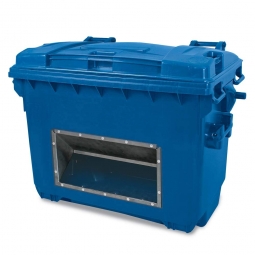 Streugutbehälter mit Entnahmeöffnung, Inhalt 660 Liter, blau, BxTxH 1360x765x1000 mm