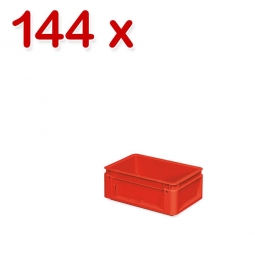 144 Schwerlastbehälter, geschlossen, LxBxH 300x200x120 mm, 4,6 Liter, 2 Griffleisten, rot