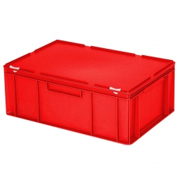 Euro-Aufbewahrungsbox mit Deckel, LxBxH 600x400x230 mm, 43 Liter, rot