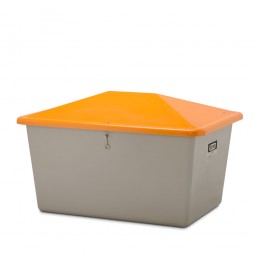 Streugut-Behälter, Volumen 1100 L, grau/orange, BxTxH 1630x1210x1010 mm, glasfaserverstärkter Kunstst. (GFK)