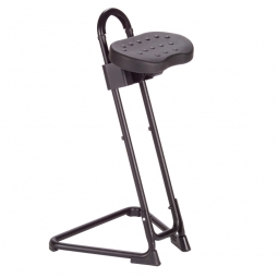 Stehhilfe, Stahlrohr-Gestell schwarz, Sitz aus pflegeleichtem, strapazierfähigem PU-Schaum
