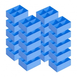 20x Einsatzkasten für Stapelbehälter, Kreuztrennwand, LxBxH 170x137x65 mm, Polystyrol (PS) blau