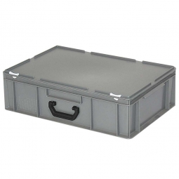 Euro-Koffer, LxBxH 600x400x180 mm, grau, mit 1 Tragegriff auf einer Längsseite Euro-Koffer, LxBxH 600x400x180 mm, grau, mit 1 Tragegriff auf einer Längsseite