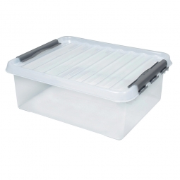 Clipbox mit Deckel, Inhalt 25 Liter, LxBxH 500x400x180 mm, Polypropylen (PP), transparent