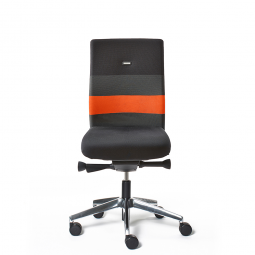 Bürodrehstuhl „Agilis AG10“, Polster schwarz mit orangefarbenem Kontraststreifen, belastbar bis 120 kg