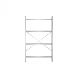 Edelstahl-Steck-Grundregal, BxTxH 1200x500x2000 mm, mit 4 Regalböden T: 450 mm